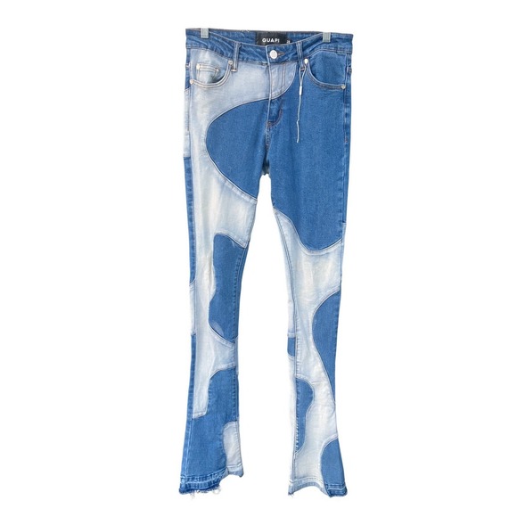 GUAPI Other - GUAPI Mens Size 28 Wavy Stacked Jeans Two Tone Patchwork Streetwear Blue